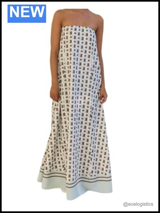 Dresses & Skirts - Women's Boho Strapless Maxi Dress, Print Off Shoulder Flowy Hem Loose Tube Long